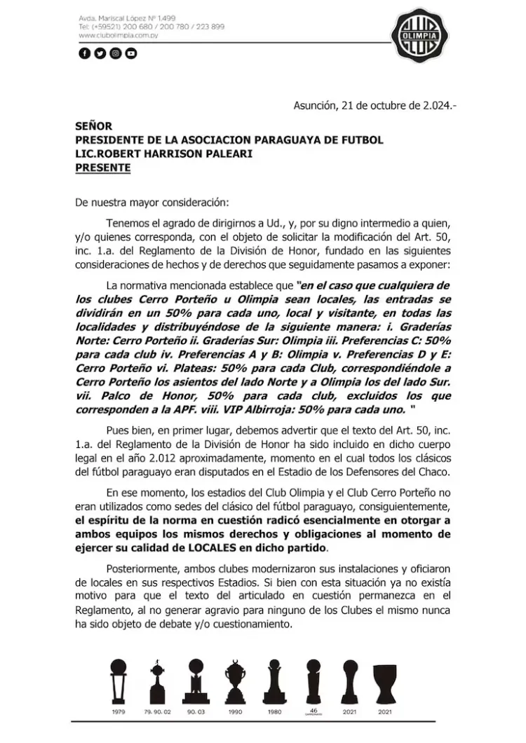 Olimpia Exige Cambiar la Normativa del 50-50 en el Superclásico: Polémica por la Distribución de Entradas